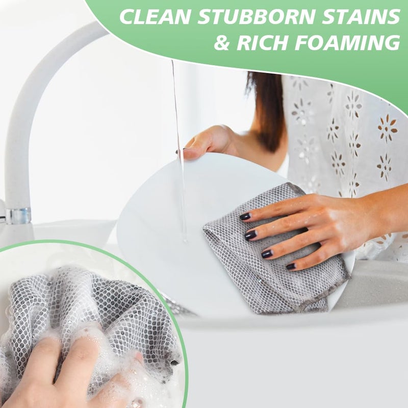 SINLAND Absorbent Microfiber Dish Cloths for Washing Dishes Best Kitchen Washcloth Cleaning Cloths with Poly Scour Side 12Inchx12 Inch 5 Pack, Grey - Image 5